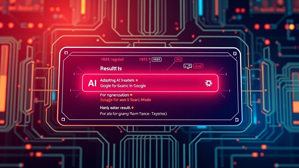 Digital interface showing a search bar with AI-generated results, symbolizing adaptation of SEO strategies for Google's AI Search Mode