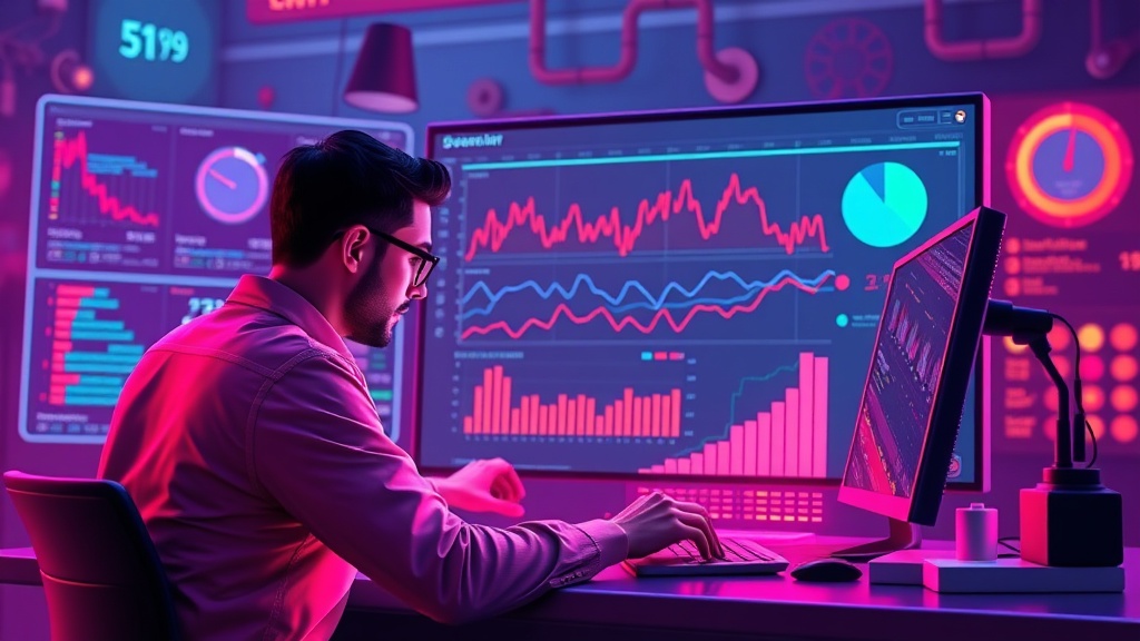 Digital marketer analyzing first-party data segments on a dashboard, representing advanced ad targeting in a cookie-less world