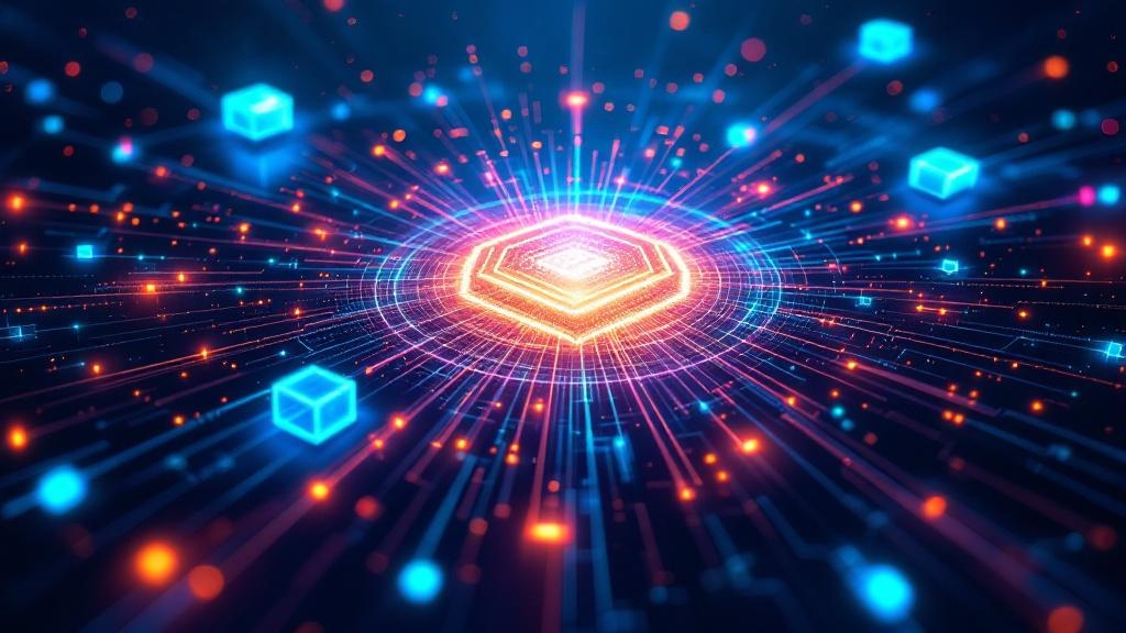 Modern visualization of the digital transformation future with AI, IoT, and cloud computing