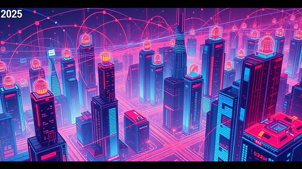 futuristic digital city with interconnected data streams, representing an autonomous competitive moat in 2025