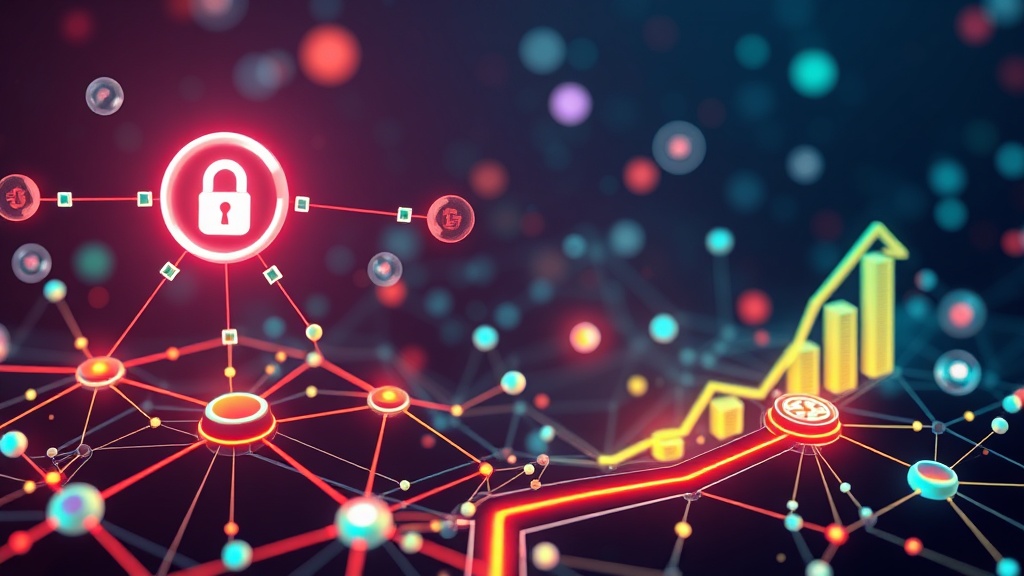 Digital ecosystem showing data flow from privacy protection to economic growth represented by interconnected nodes and secure pathways.