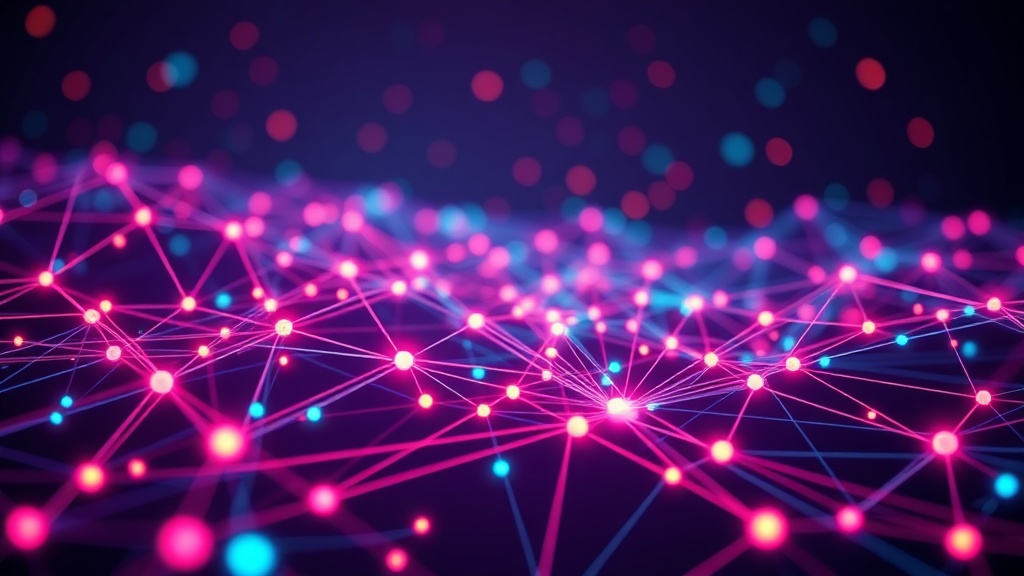 An intricate digital network illustrating connections between customers and businesses, symbolizing the shift from transactional focus to long-term customer lifetime value (LTV) strategies.