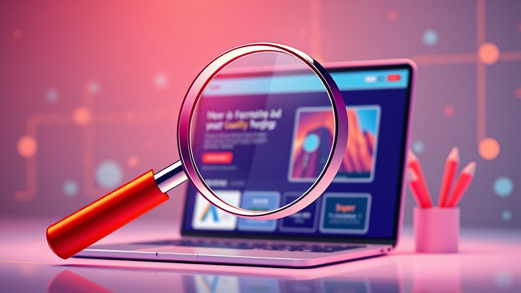 A magnifying glass hovering over a website design, symbolizing a deep focus on landing page experience for Google Ads Quality Score optimization in 2026.