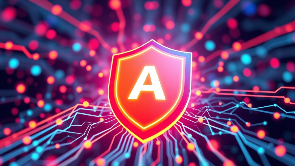 Digital illustration of a shield protecting a brand logo amidst abstract AI-generated content streams, symbolizing intellectual property protection in an AI ecosystem.