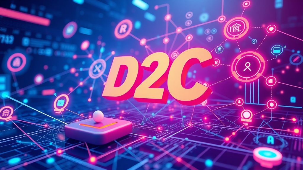 futuristic data visualization of autonomous D2C operations in India with interconnected AI and automation symbols