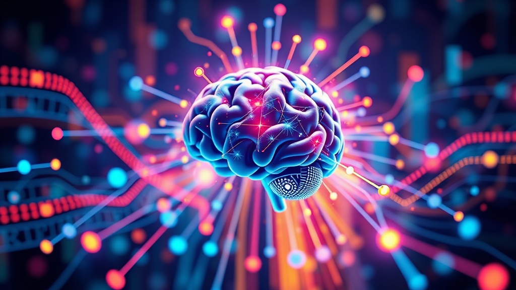 An abstract digital representation of diverse data streams converging and being harmonized by an AI brain, illustrating unification and intelligence for enterprise agility.