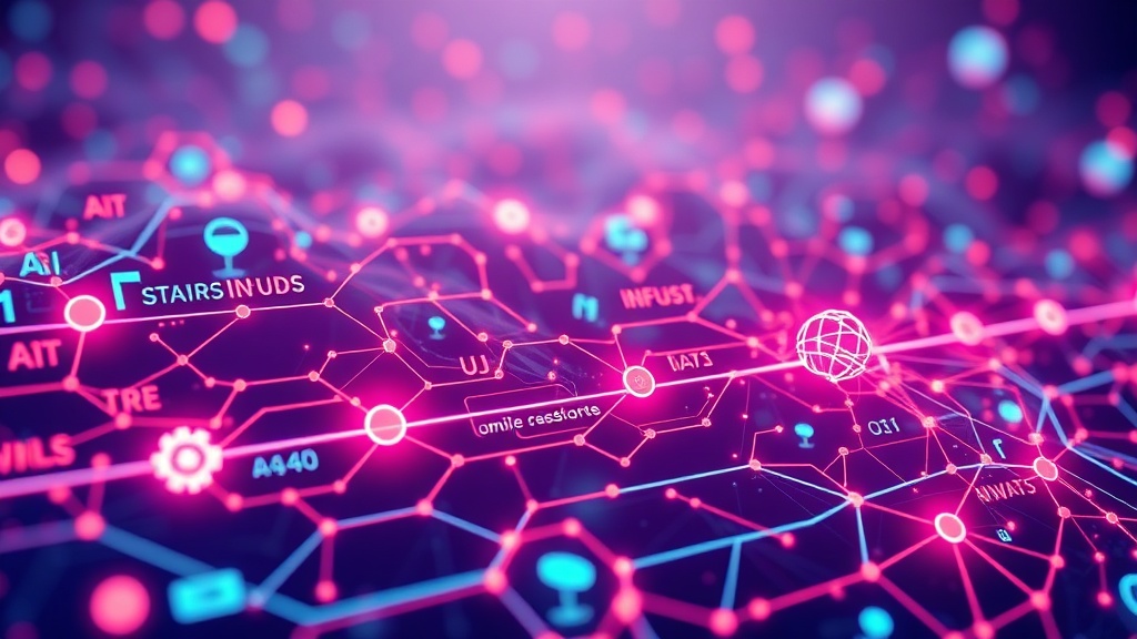An intricate digital illustration of an AI-driven data pipeline, showing data flowing through various stages of ingestion, transformation, and analysis, with neural network nodes representing AI at each step, culminating in a visualization of intelligent insights.