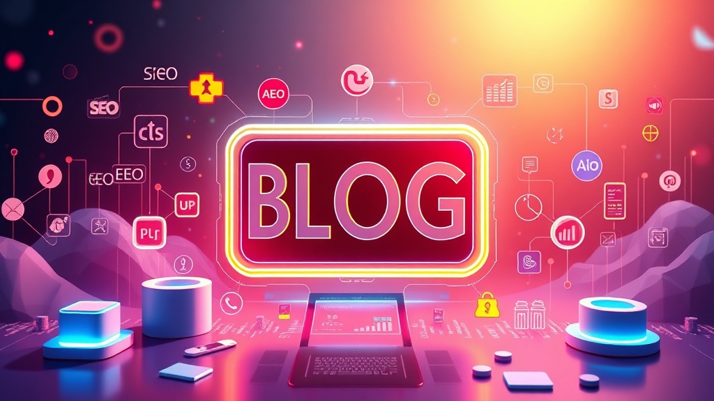 A stylized graphic representing a multifaceted title acting as a gateway to digital content, surrounded by icons for SEO, AEO, GEO, and AIO.