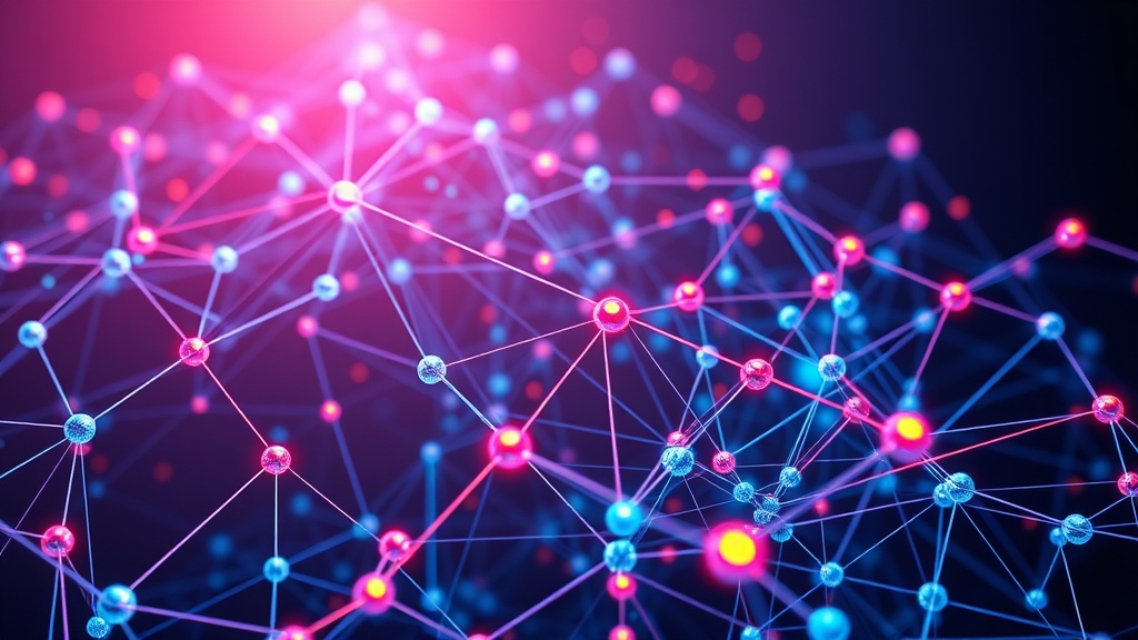 A complex network of interconnected nodes representing the convergence of SEO, AEO, GEO, and AIO in a digital strategy.